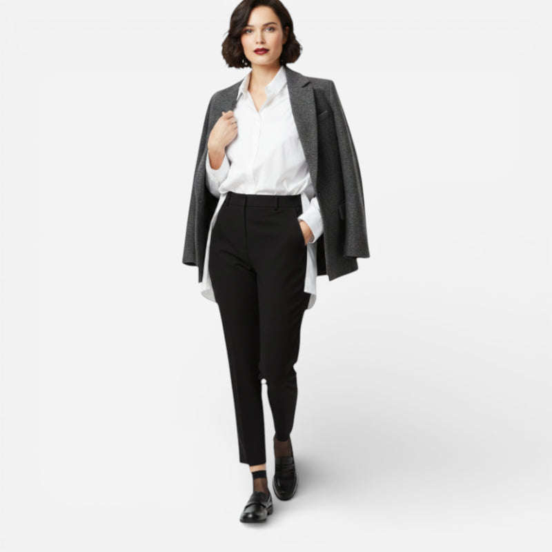 Mocassin En Cuir Vernis Noir à Talon Pour Femme