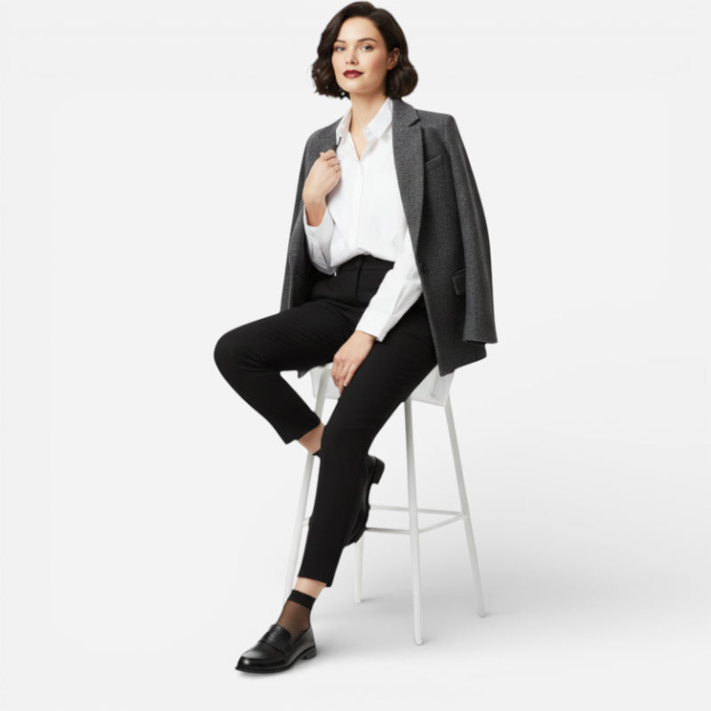 Mocassin En Cuir Vernis Noir à Talon Pour Femme