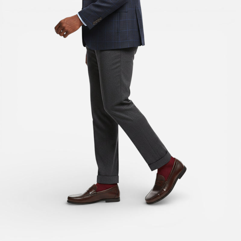 Mocassin Homme Cuir Marron Vernis à Talon