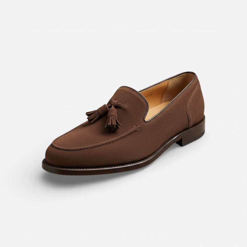 Mocassin En Daim Marron à Talon Pour Femme