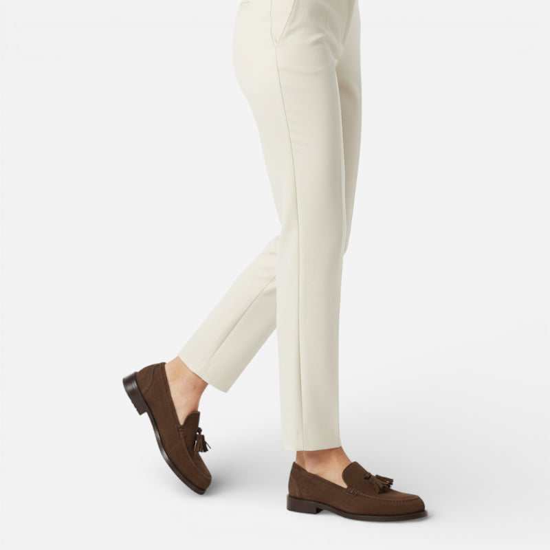 Mocassin En Daim Marron à Talon Pour Femme