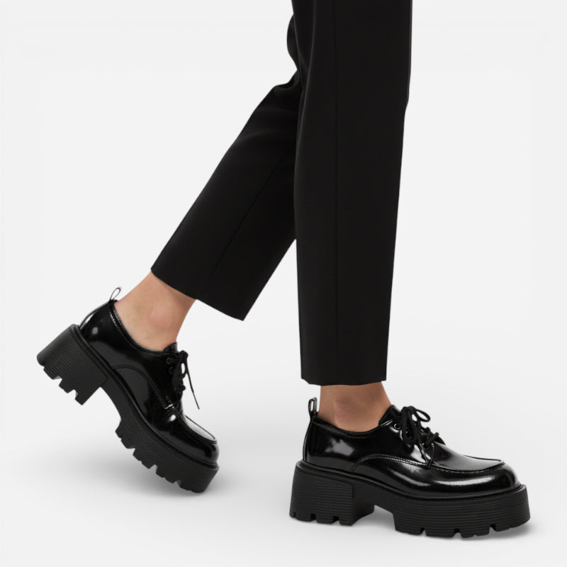 Mocassin Plateforme Cuir Vernis Femme