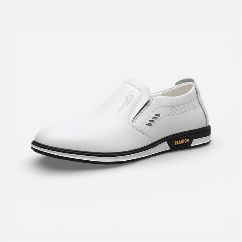 Mocassin Blanc Cuir Homme Design
