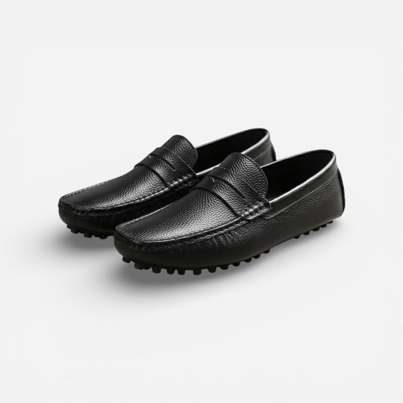 Mocassin Pour Bateau En Cuir Vernis Noir Homme