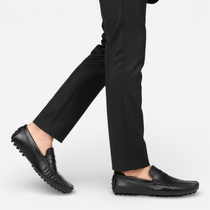 Mocassin Pour Bateau En Cuir Vernis Noir Homme