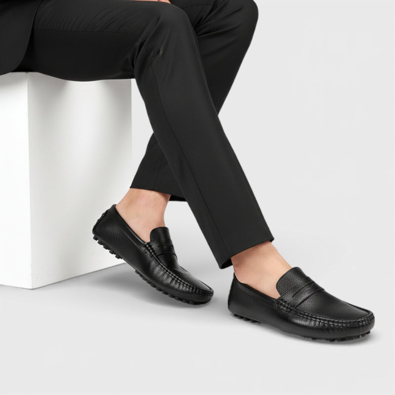 Mocassin Pour Bateau En Cuir Vernis Noir Homme