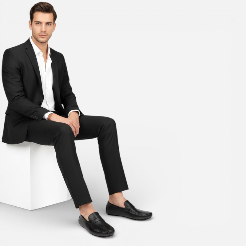 Mocassin Pour Bateau En Cuir Vernis Noir Homme