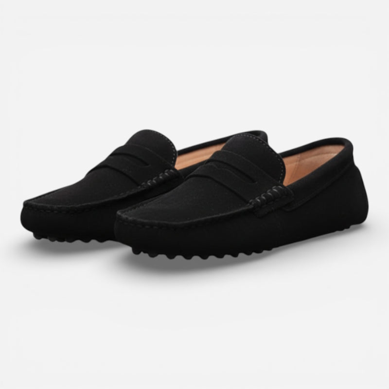 Mocassin Daim Noir Femme