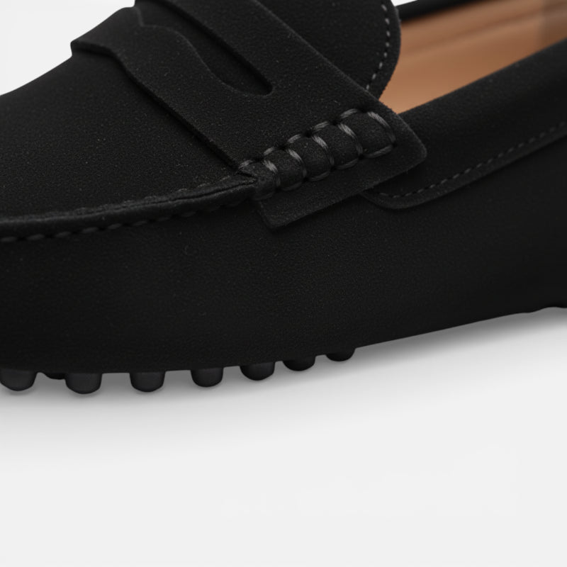 Mocassin Daim Noir Femme
