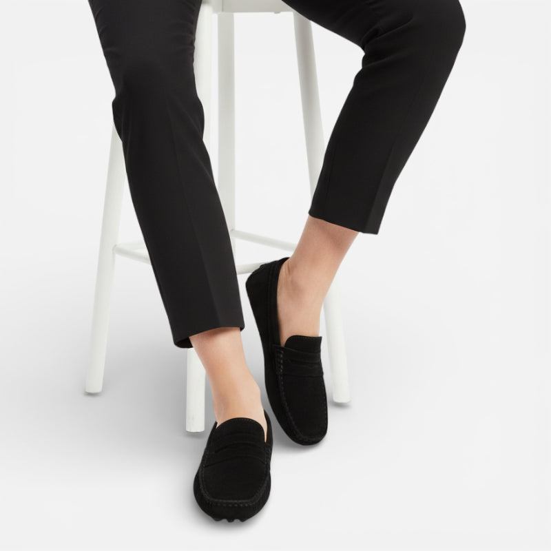 Mocassin Daim Noir Femme