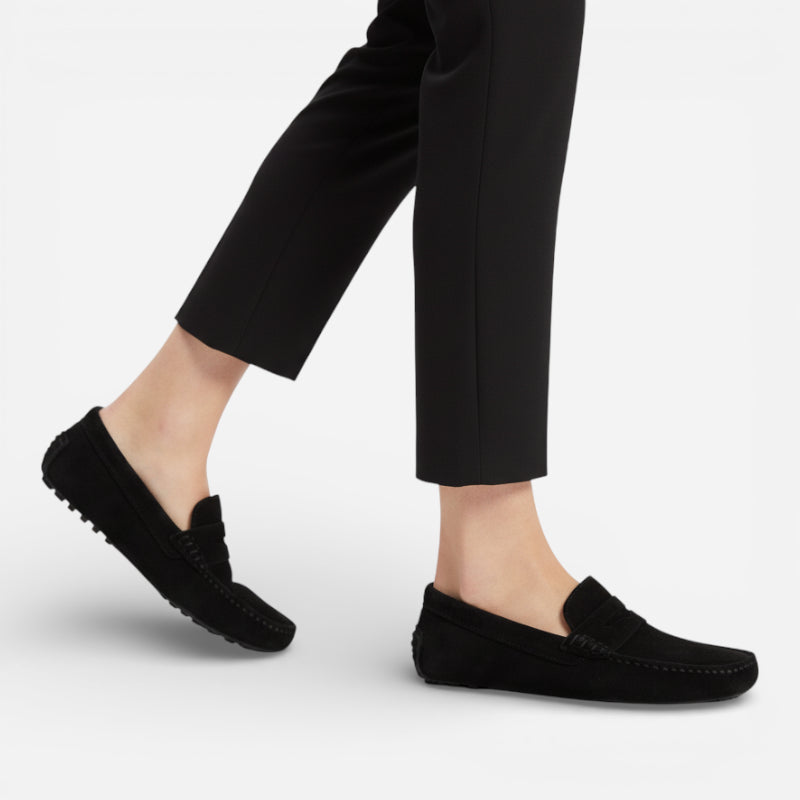 Mocassin Daim Noir Femme