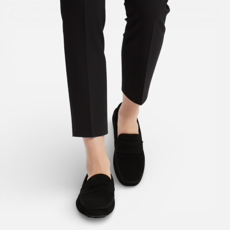 Mocassin Daim Noir Femme