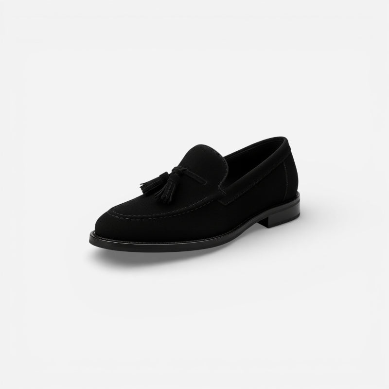 Mocassin Daim Noir Gland Talon Pour Homme