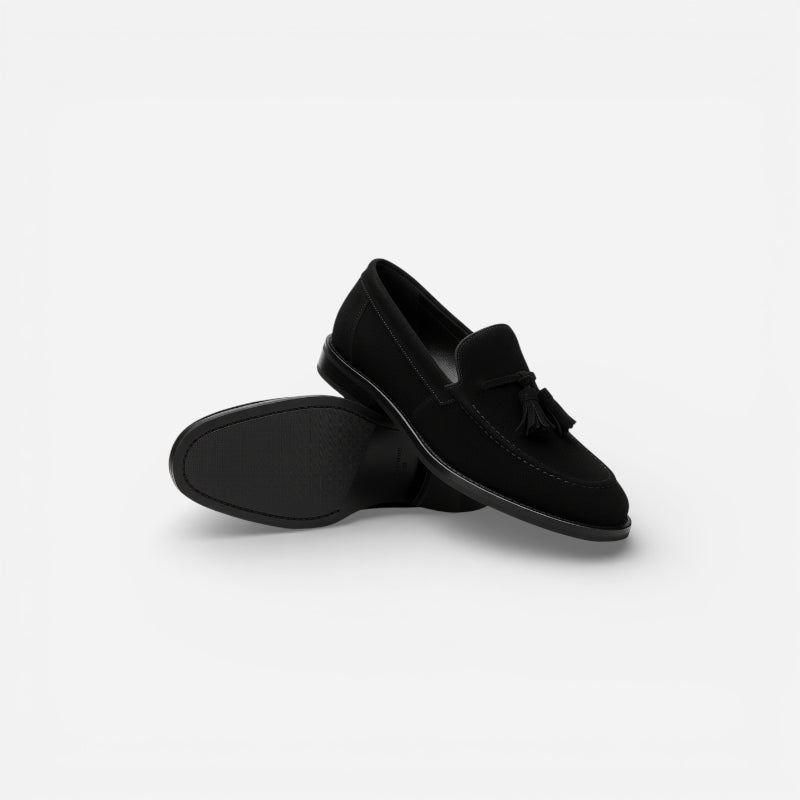 Mocassin Daim Noir Gland Talon Pour Homme