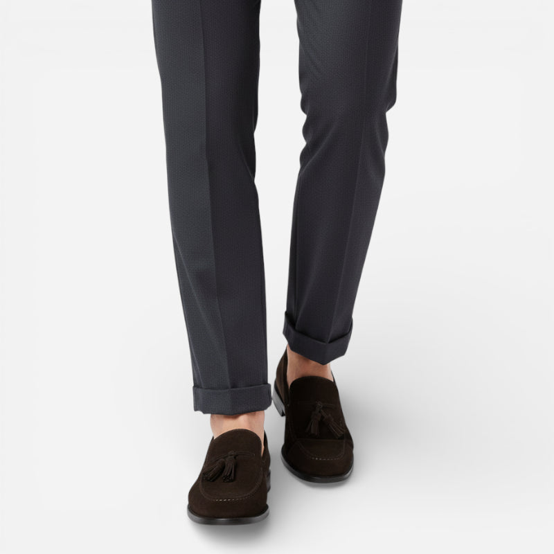 Mocassin Daim Marron Foncé à Glands Et Talon Homme