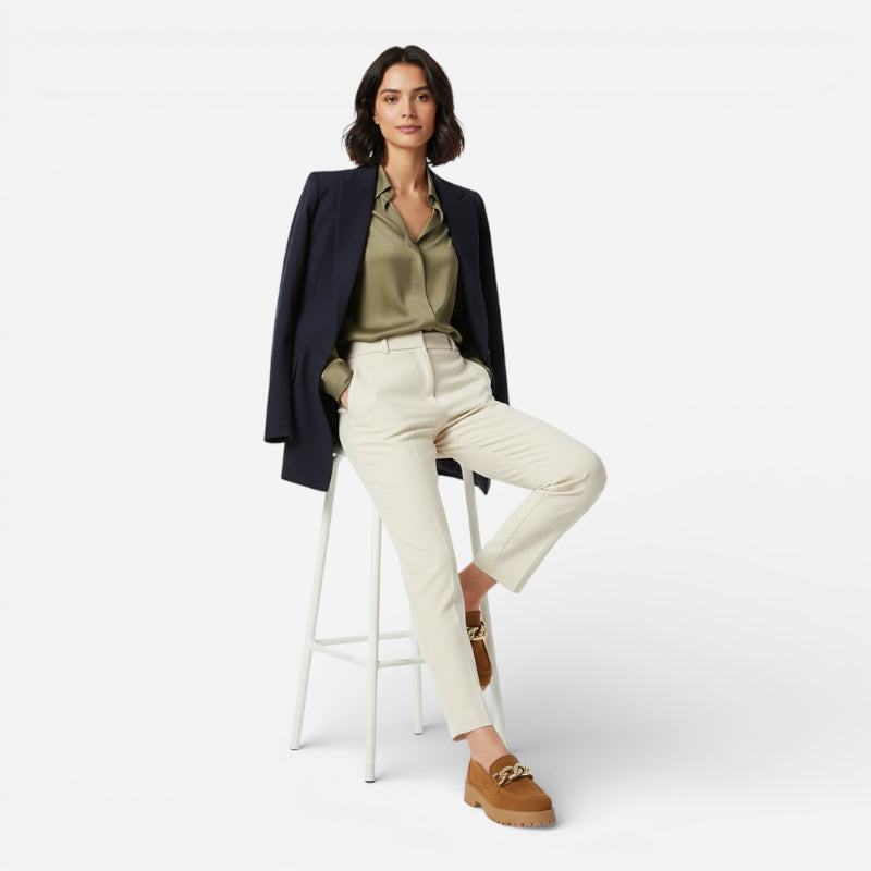 Mocassin Compensé Daim Camel Chainette Femme