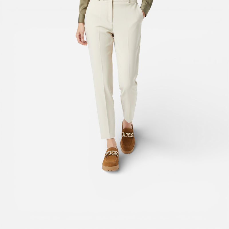 Mocassin Compensé Daim Camel Chainette Femme