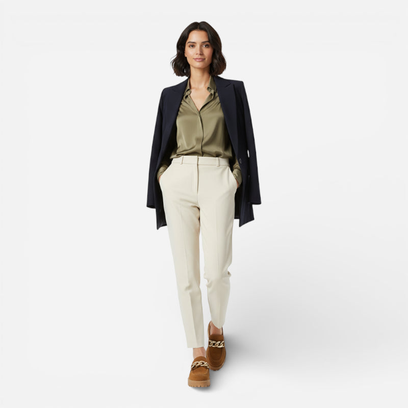 Mocassin Compensé Daim Camel Chainette Femme