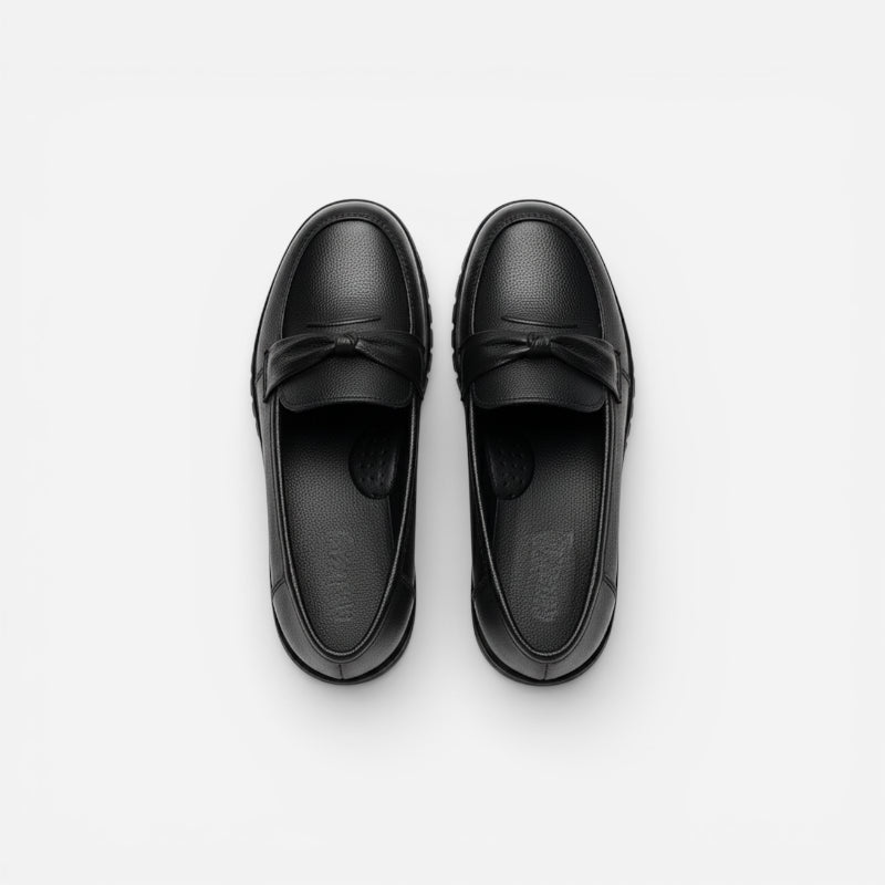 Mocassin Noir Compensé Pour Femme Chic Avec Bandeau