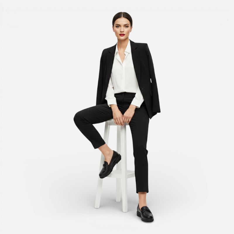 Mocassin Noir Compensé Pour Femme Chic Avec Bandeau