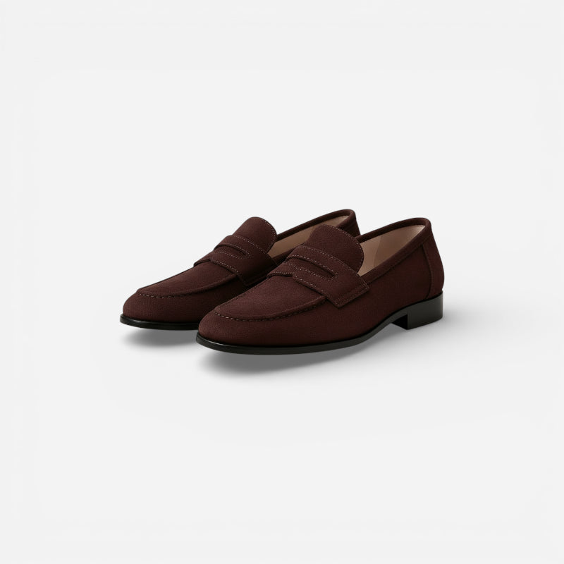 Mocassin Marron Foncé En Daim Pour Femme