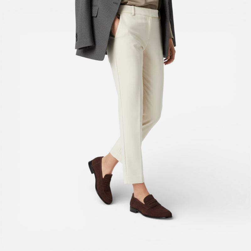 Mocassin Marron Foncé En Daim Pour Femme