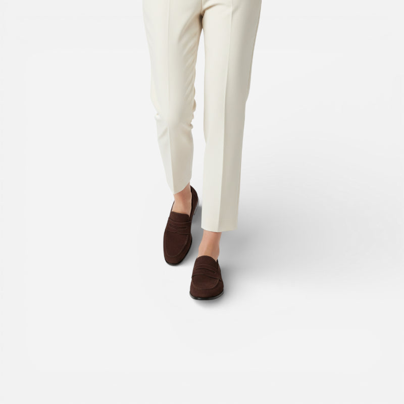 Mocassin Marron Foncé En Daim Pour Femme