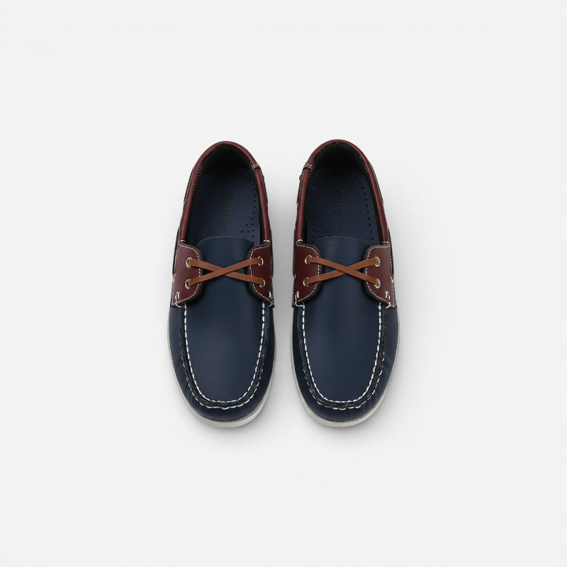 Mocassin En Cuir Marine Et marron à Lacet Homme