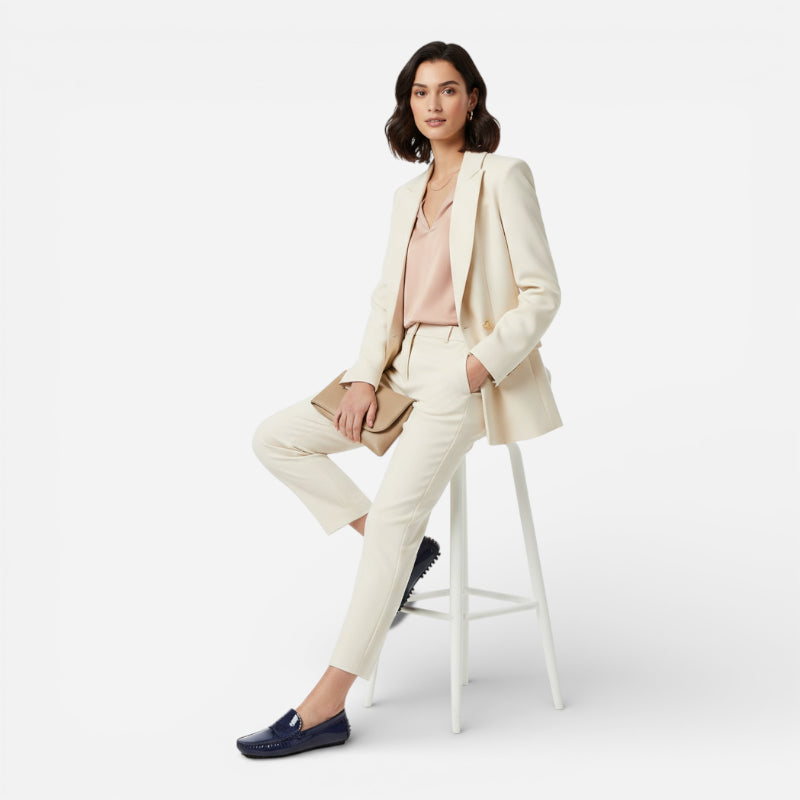 Mocassin Cuir Bleu Marine Vernis Femme