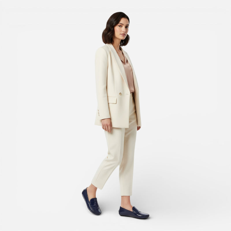 Mocassin Cuir Bleu Marine Vernis Femme