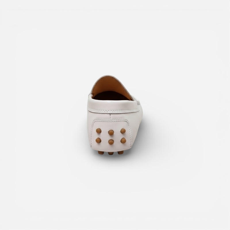 Mocassin En Cuir Vernis Blanc Pour Femme