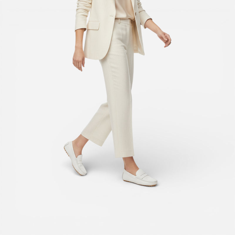 Mocassin En Cuir Vernis Blanc Pour Femme