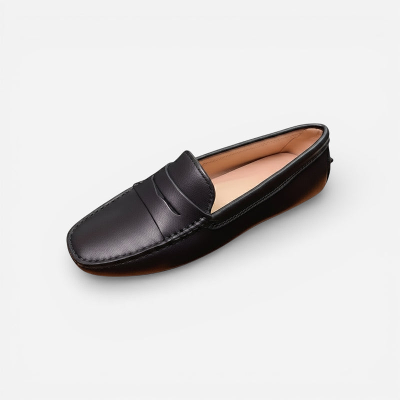 Mocassin En Cuir Mat Noir Pour Femme