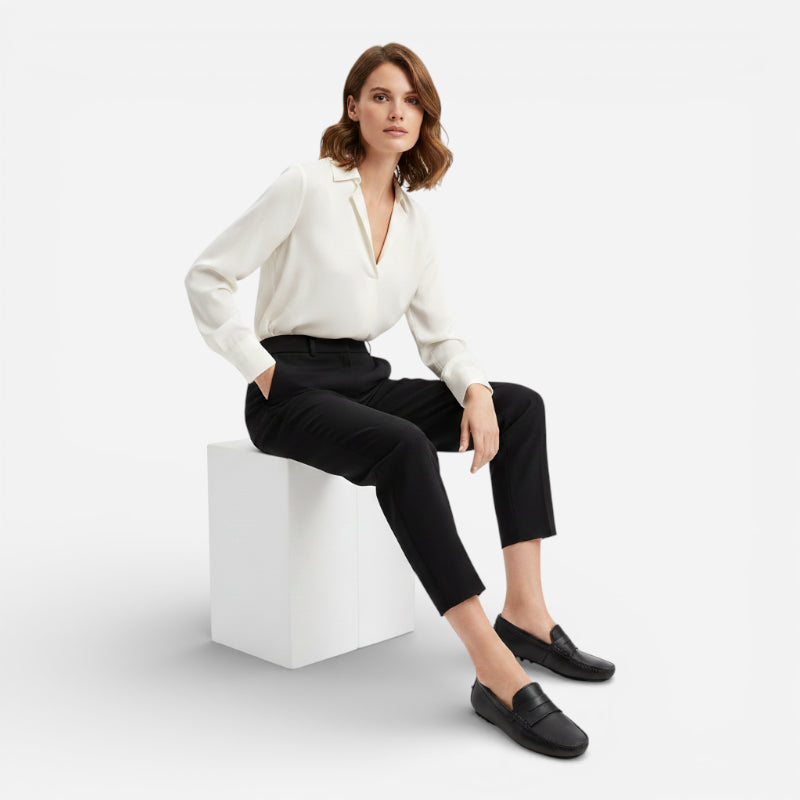 Mocassin En Cuir Mat Noir Pour Femme