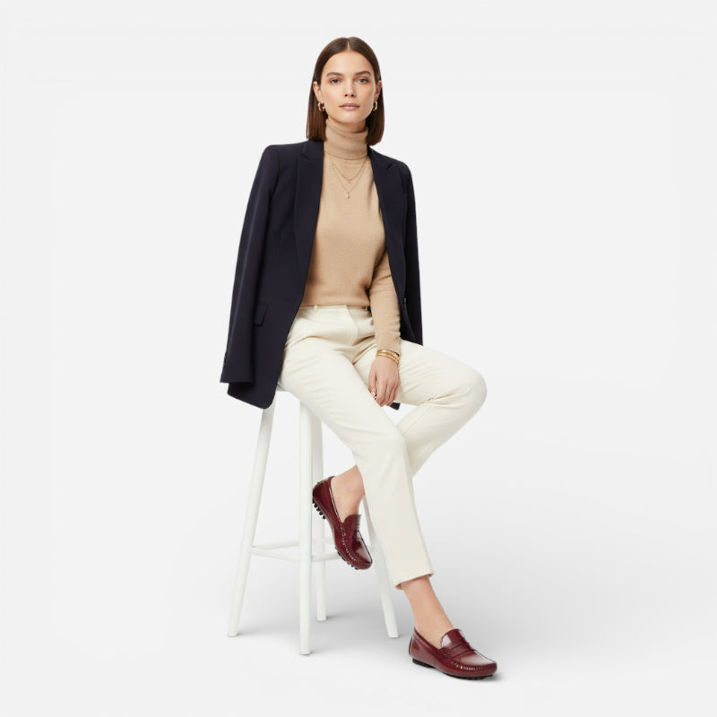 Mocassin En Cuir Bordeaux Vernis Pour Femme