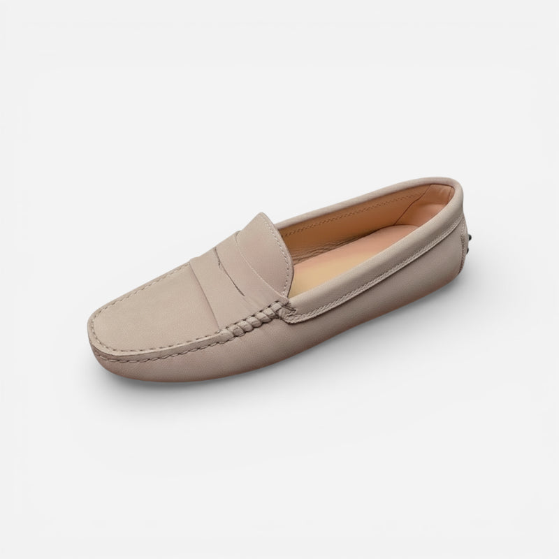 Mocassin En Daim Beige Vintage Pour Femme