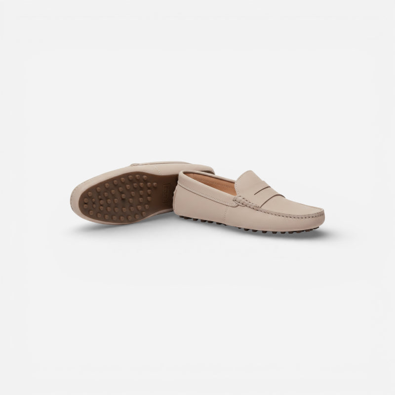 Mocassin En Daim Beige Vintage Pour Femme