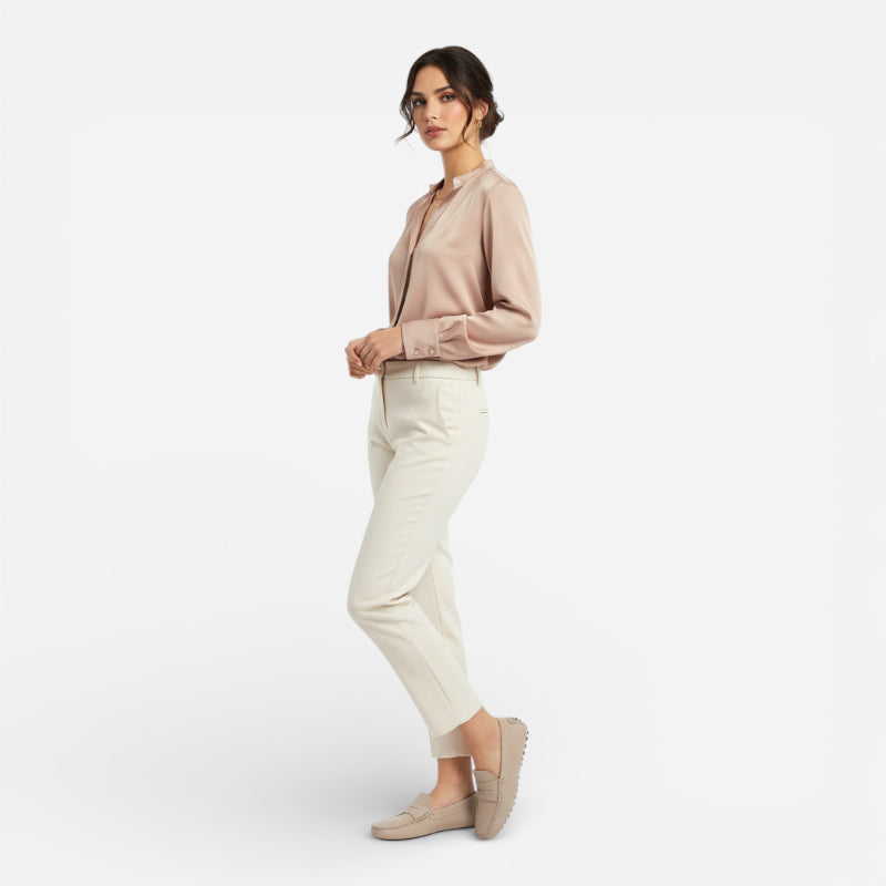 Mocassin En Daim Beige Vintage Pour Femme