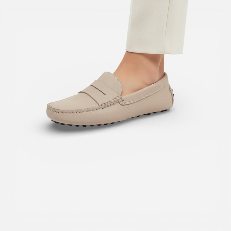 Mocassin En Daim Beige Vintage Pour Femme