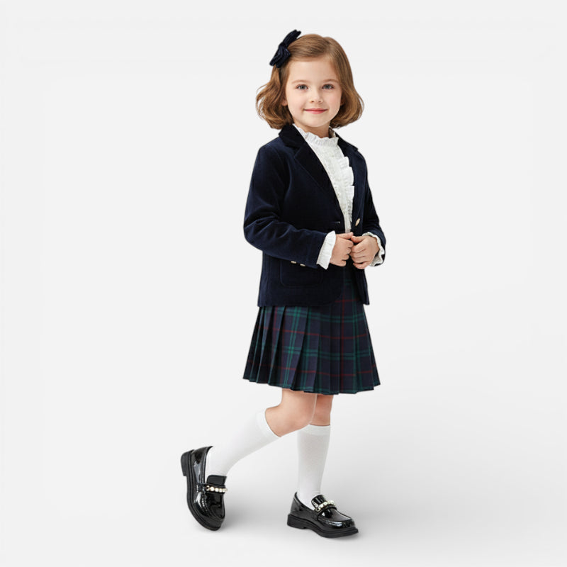 Mocassin Cuir Noir Fillette Perle