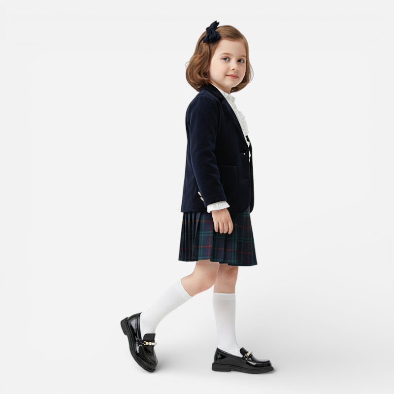 Mocassin Cuir Noir Fillette Perle