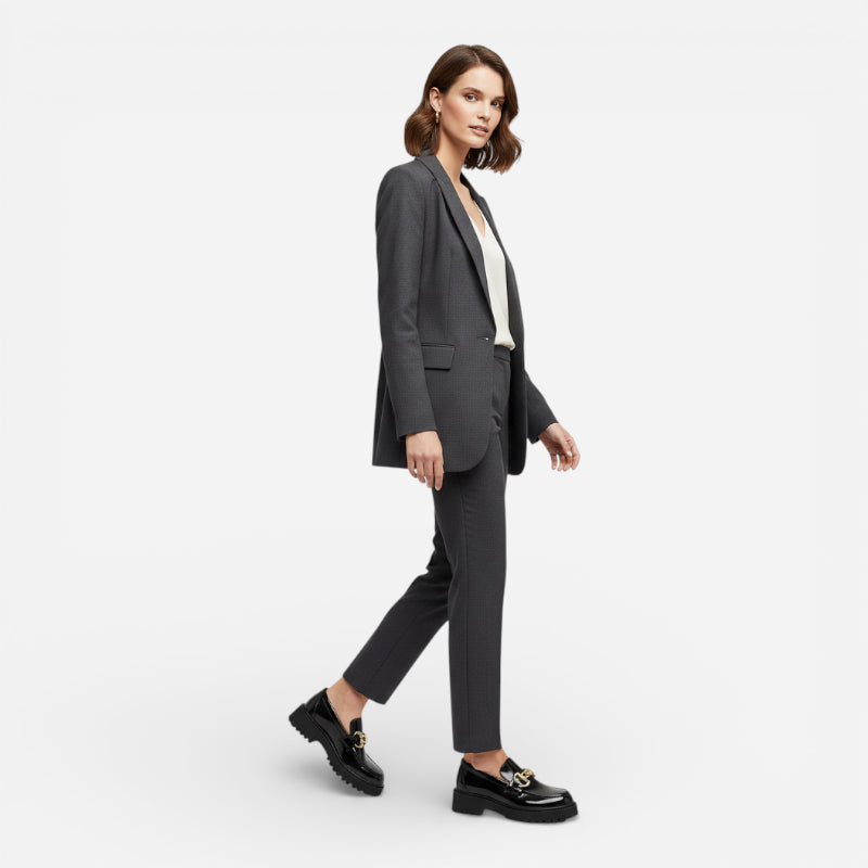 Mocassin En Cuir Noir Plateforme Vernis Brillant Chainette Femme