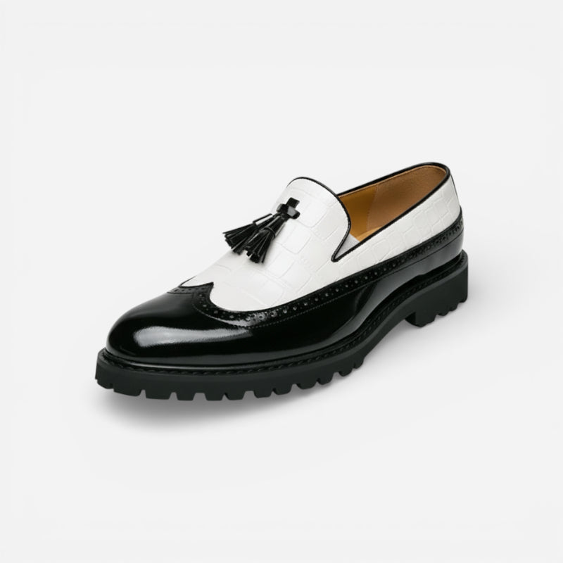 Mocassin Noir Et Blanc