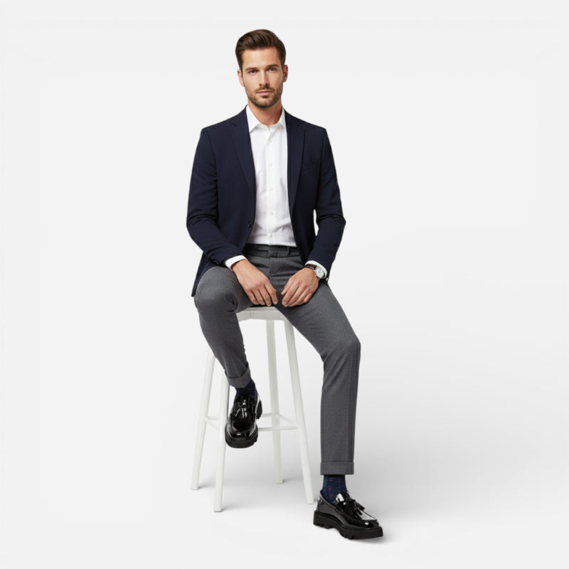 Mocassin Plateforme Vernis Noir À Glands Pour Homme