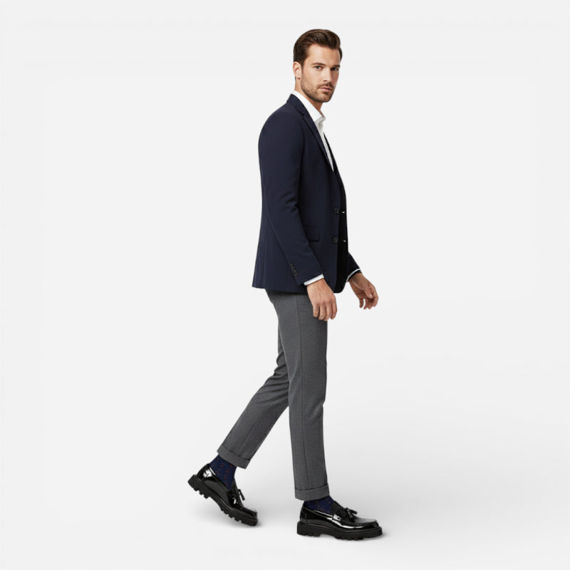 Mocassin Plateforme Vernis Noir À Glands Pour Homme