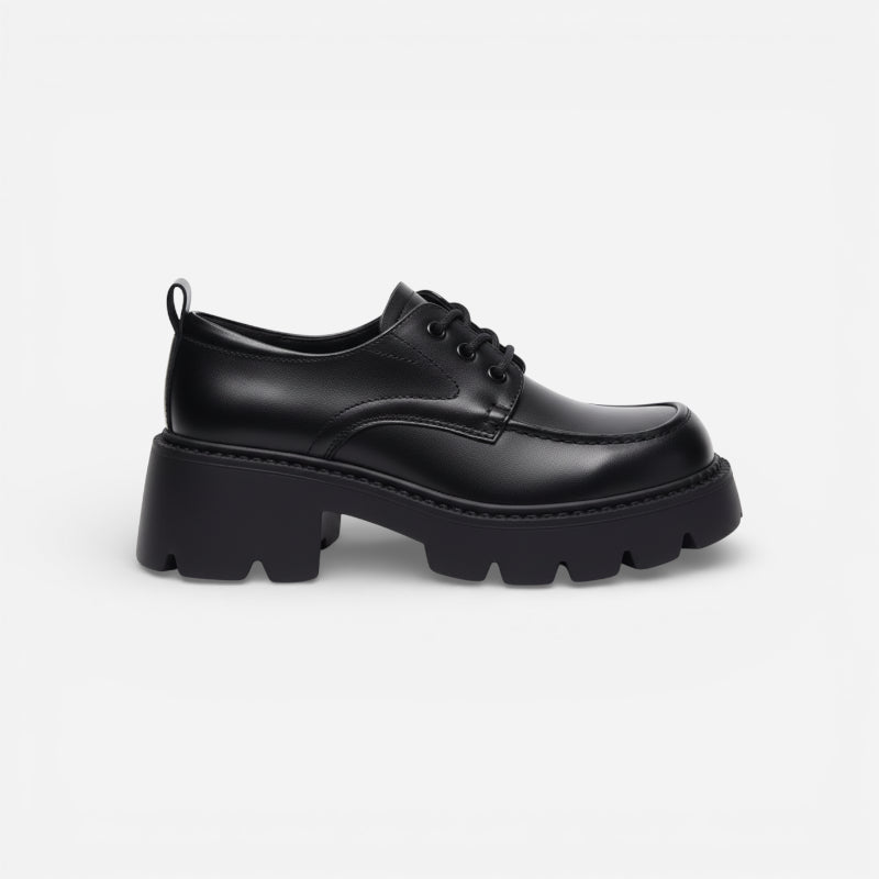 Mocassin À Lacet Plateforme Et Talon Noir Pour Femme