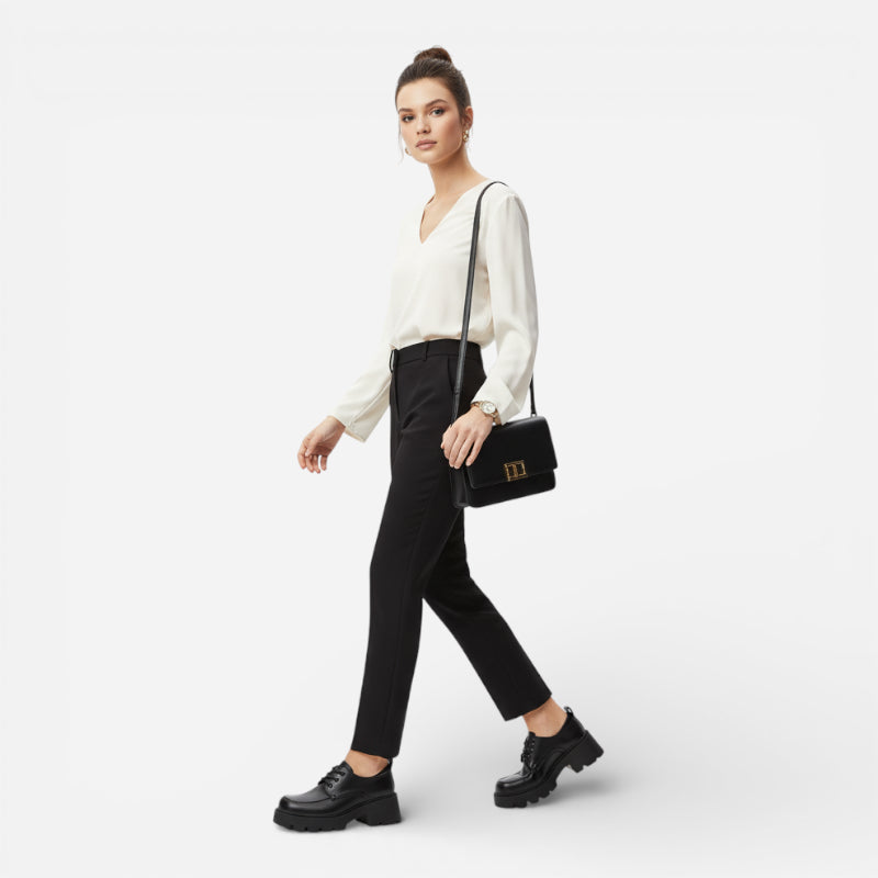 Mocassin À Lacet Plateforme Et Talon Noir Pour Femme