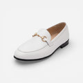 Mocassin Cuir Blanc Avec Mors Doré Chic Homme