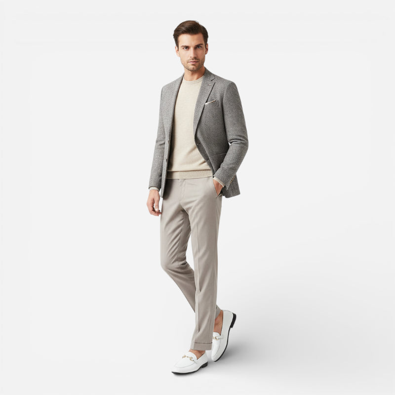 Mocassin Cuir Blanc Avec Mors Doré Chic Homme