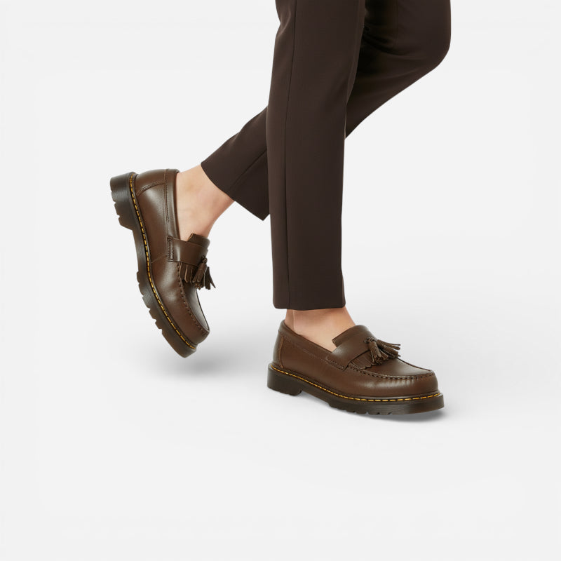 Mocassin Cuir Marron À Frange et Glands Pour Femme